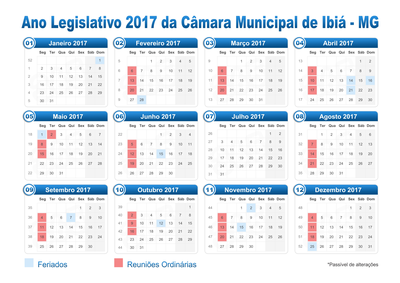 Calendário Legislativo 2017